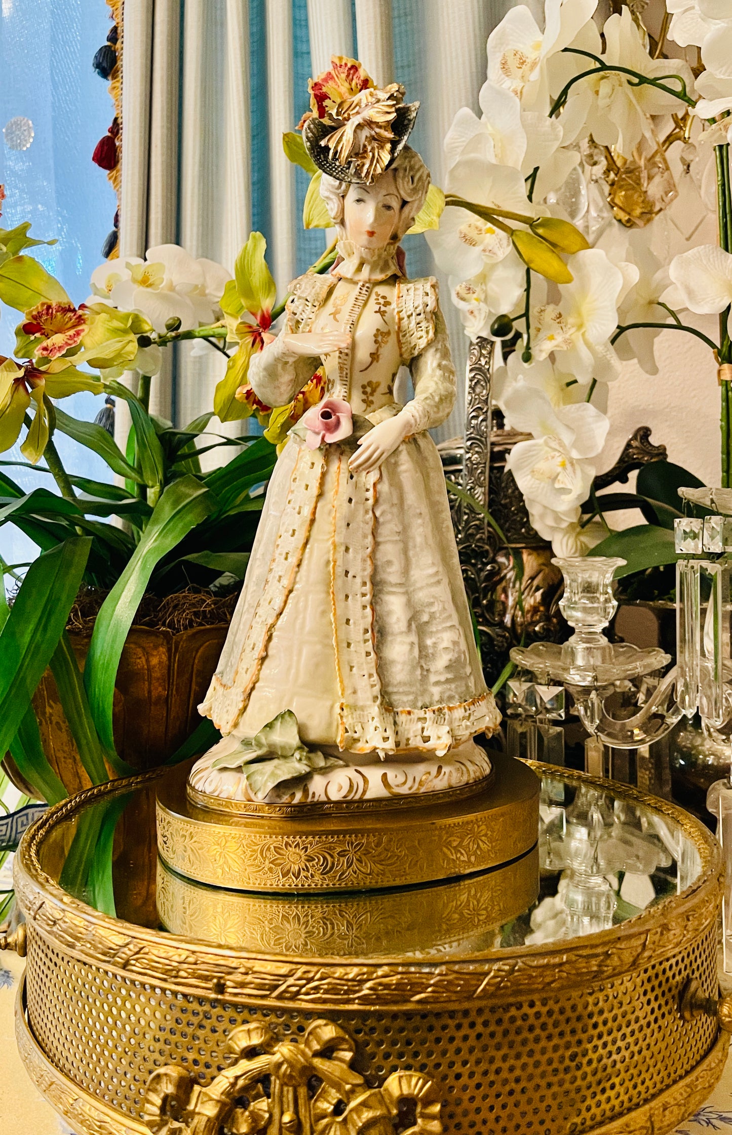 Large Vintage Cordey Porcelain Statuette on Riser – 15”