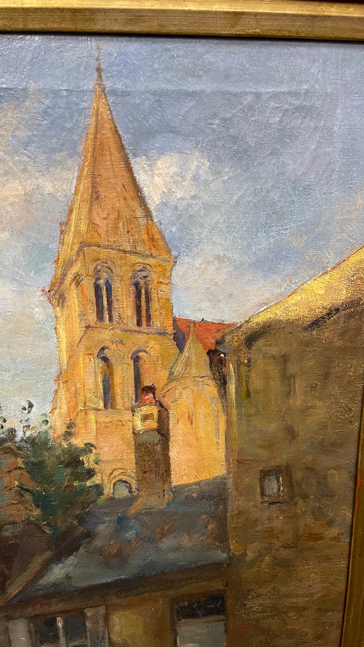 European Church Landscape Oil Painting, Gregor von Bochmann Artist Signed, 19th Century