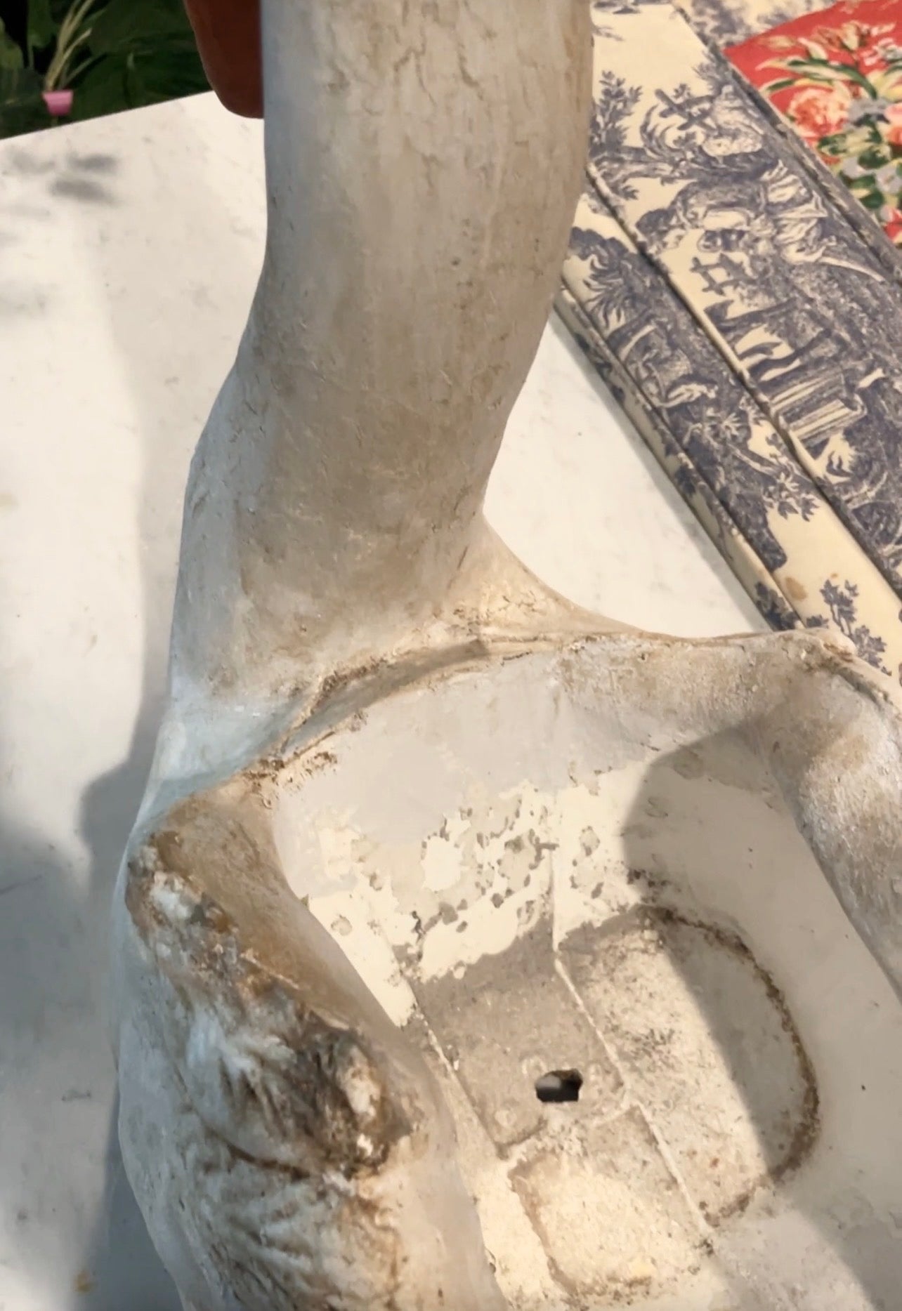 Vintage Estate Cement Swan Garden Sculpture | Weathered Planter | English Garden Style