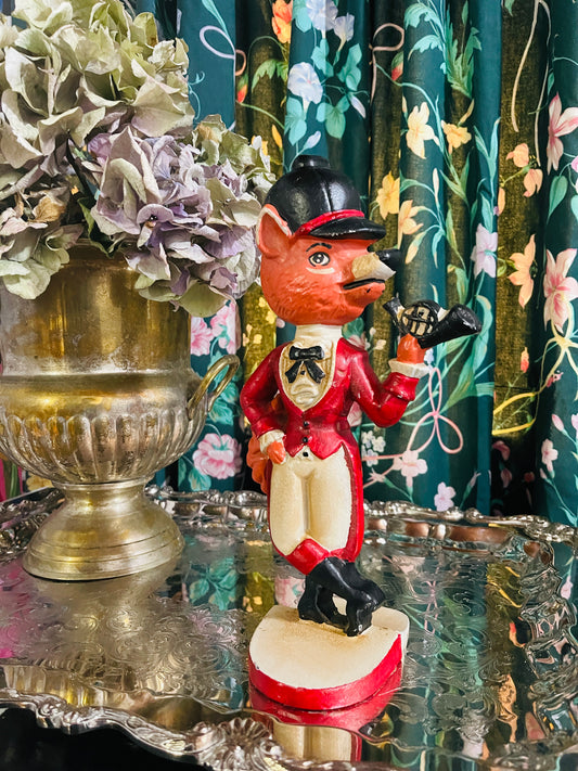 Tally Ho! Fox Door Stop, Cast Metal, Hand Painted, Vintage