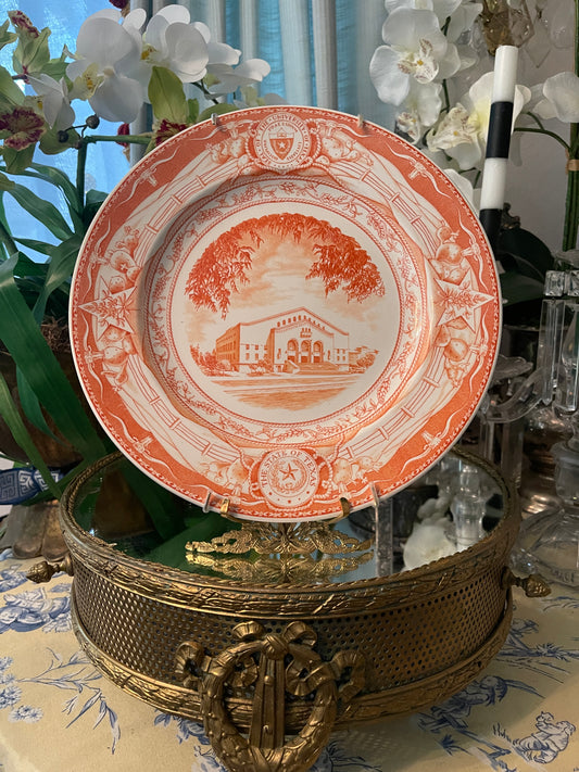 Vintage University of Texas Orange Collection - Gregory Gymnasium Commemorative Plate – Wedgwood England, 1930s-1940s