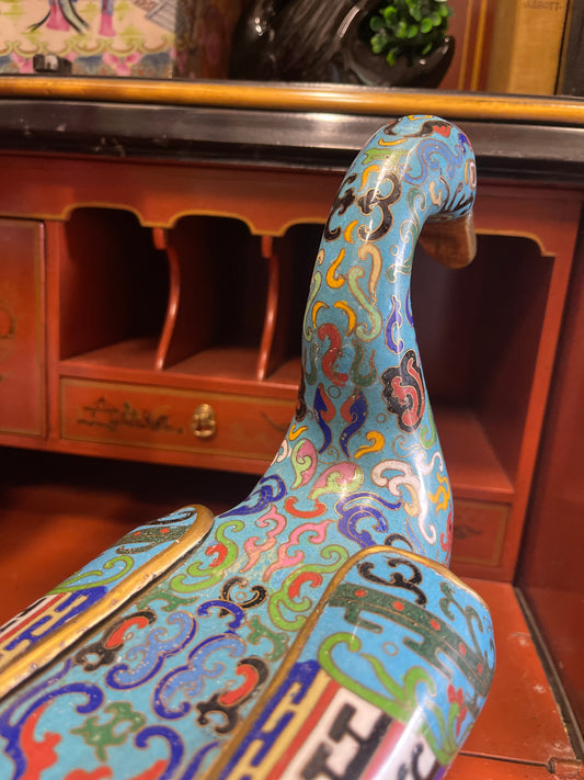 Pair of 1940s Chinese Cloisonne Ducks- FANTASTIC