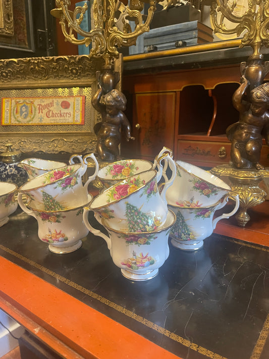 Vintage Royal Albert Christmas Magic Old Country Rose Footed Teacups- Set of Four- Three Sets Available