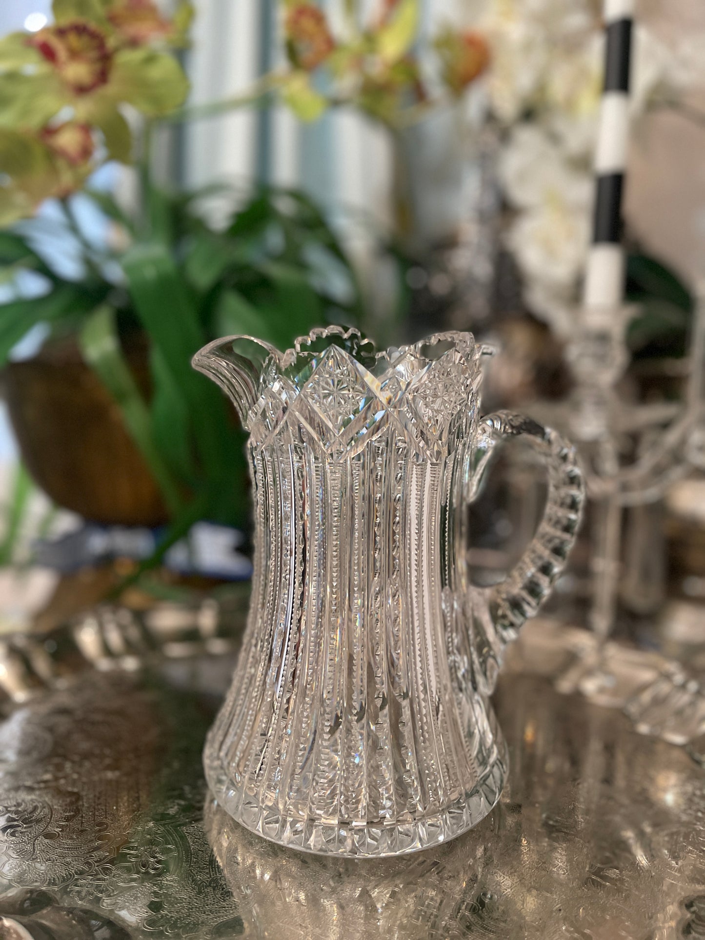 Vintage Pairpoint Cambridge American Cut Glass Pitcher, AMAZING Estate Piece