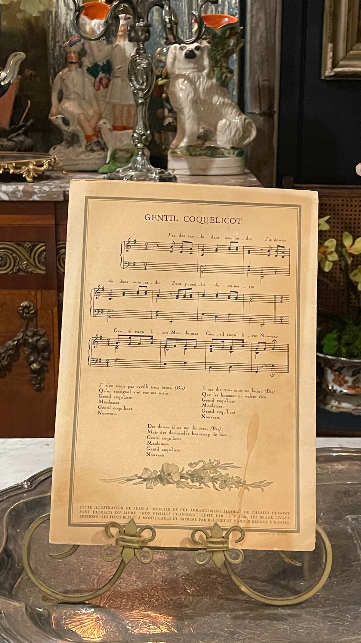 1956 French Line Illustrated Menu — Gentil Coquelicot | Jean A. Mercier