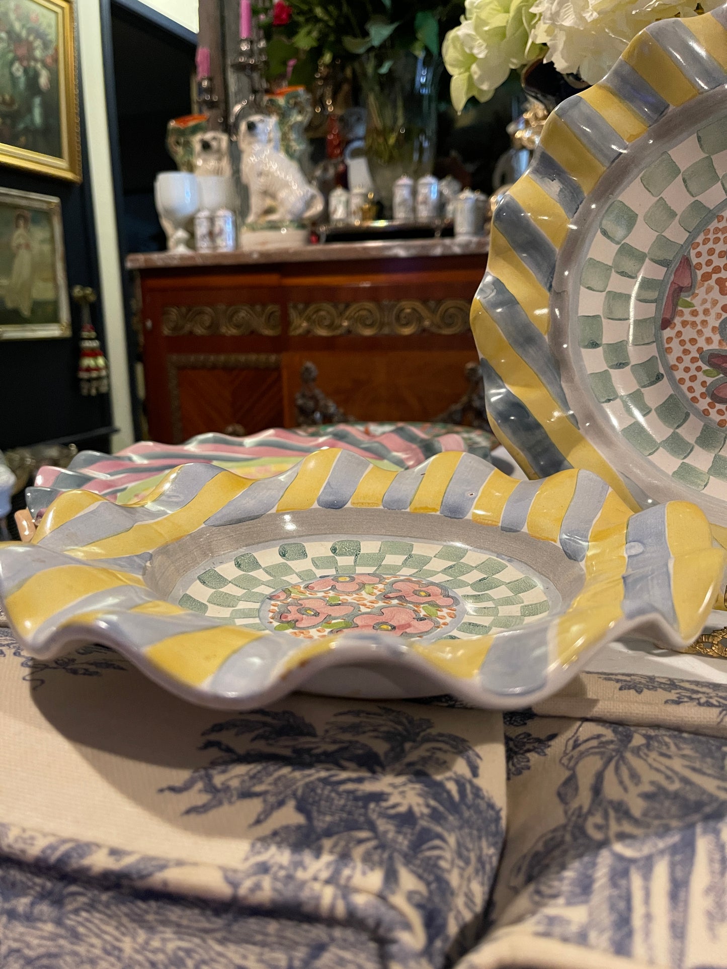 Myrtle Pattern Bowl, Vintage MacKenzie Childs, Glazed Terracotta