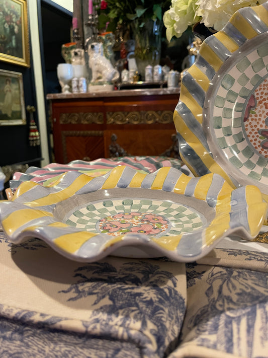 Myrtle Pattern Bowl, Vintage MacKenzie Childs, Glazed Terracotta