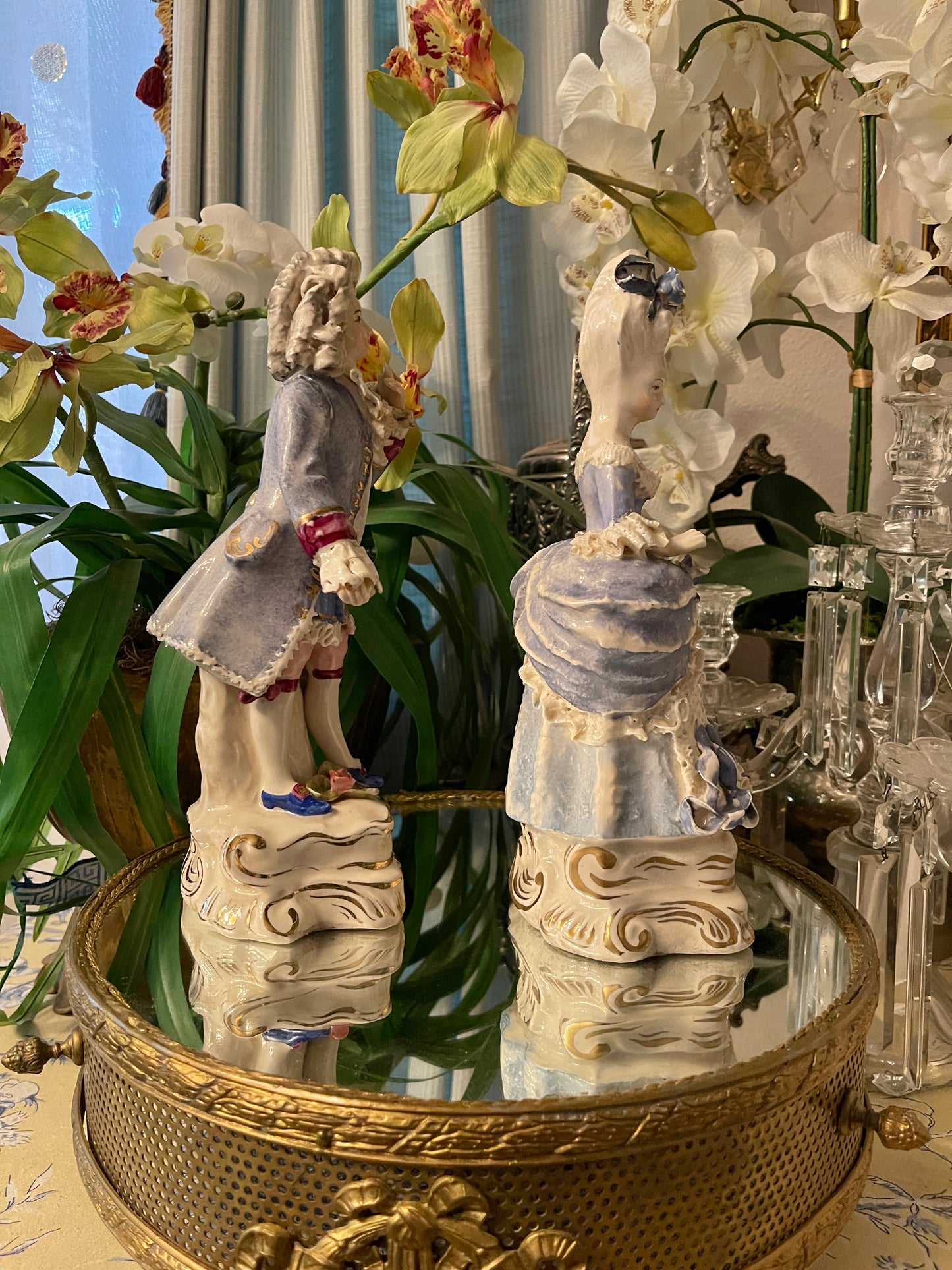 Vintage Cordey Louis XVI and Marie Antoinette–Inspired Rococo Statuette Pair | 11” |