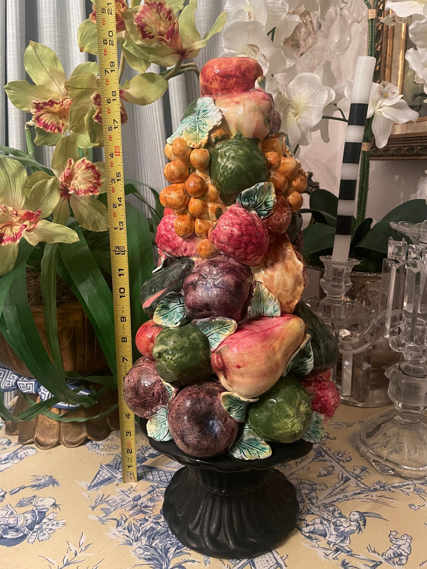 Italian Topiary, Large Vintage Fruit Topiary with Pomegranates, Made in Italy