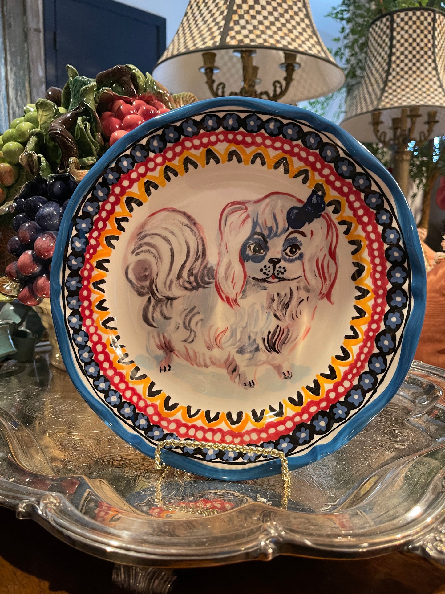 Pekingnese NATHALIE LETE Anthropologie Plate, Vibrantly colored and fancifully designed