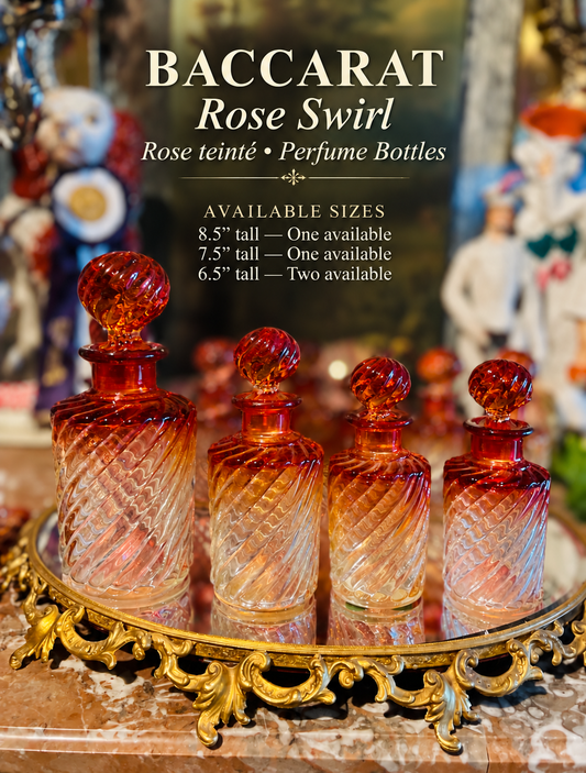 6.5” Baccarat Swirl Rose Perfume Bottle, Smallest of the Four- TWO AVAILABLE