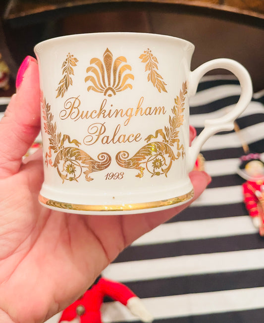 Vintage Buckingham Palace Mug, 1993, White and Gold,