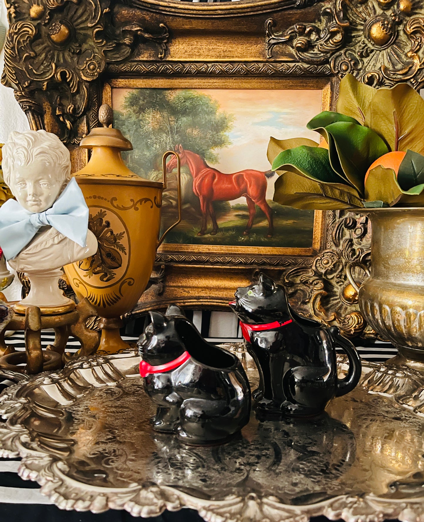 Vintage Shafford Black Cat Creamer and Sugar Bowl, Made in Japan, c.1950s