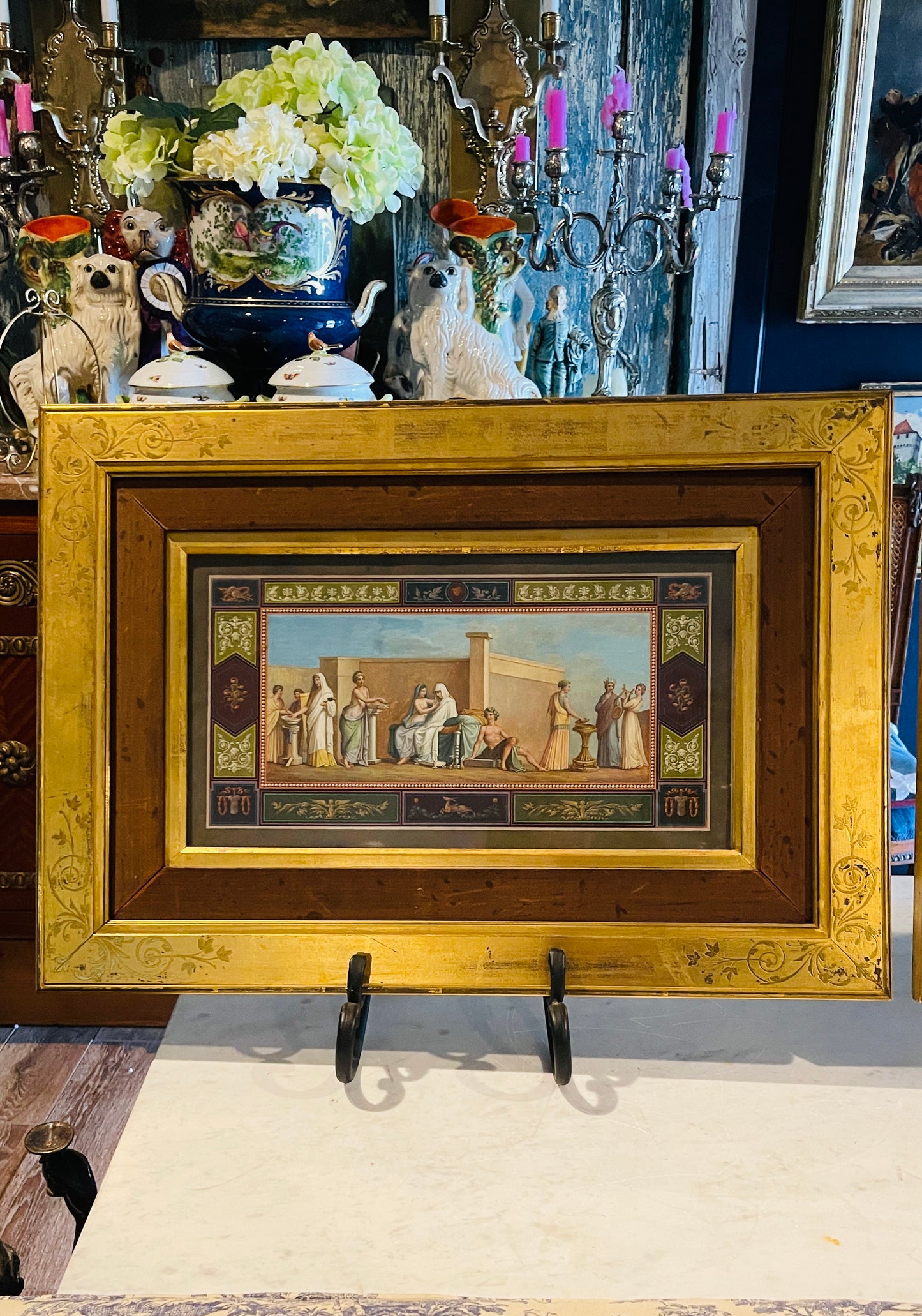 Pair of 19th Century French Neoclassical Classical Decorative Works in Original Paris Frames