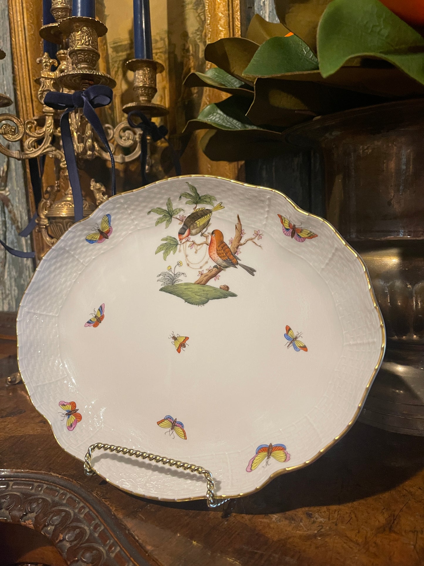 Vintage Herend Rothschild Bird Oval Dish, Hand Painted
