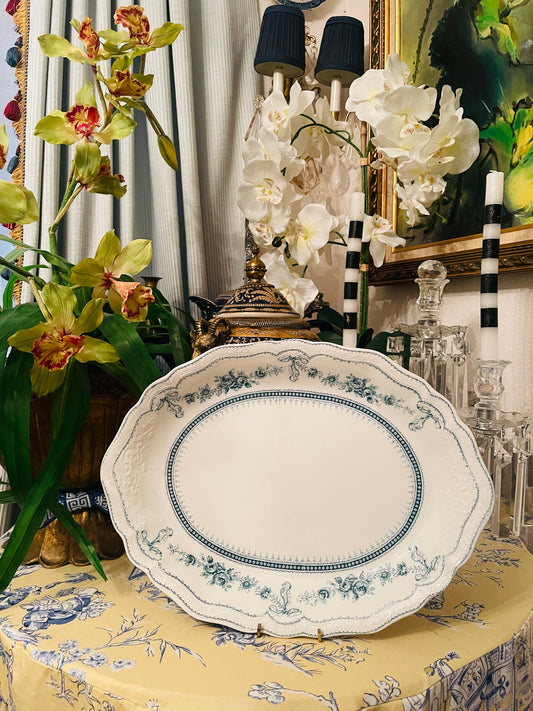 Johnson Brothers Glenwood Platter, Blue and White, Blue Bows,