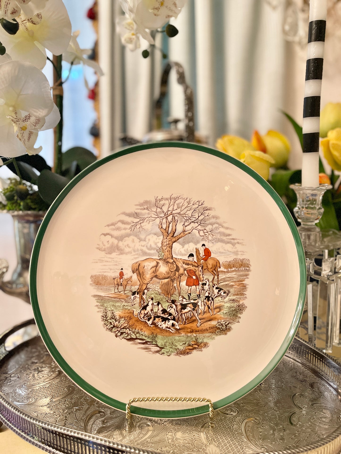 Spode ‘The Huntsman’ 12” Chop Plate, The Hunt Collection, Made in England, Equestrian Decor
