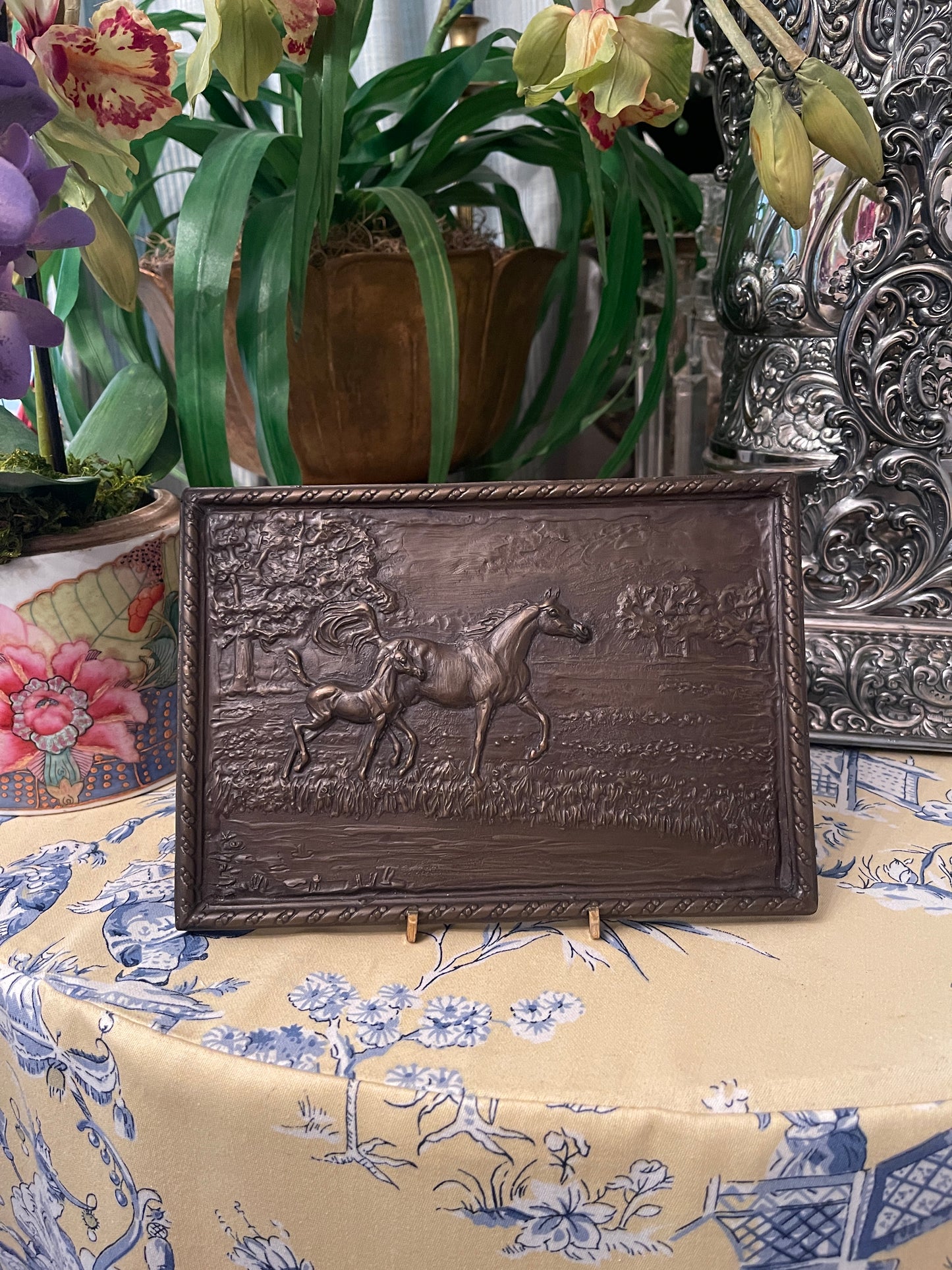 Cast Bronze Arabian Horse Plaque by Karen Kasper, Artist Signed