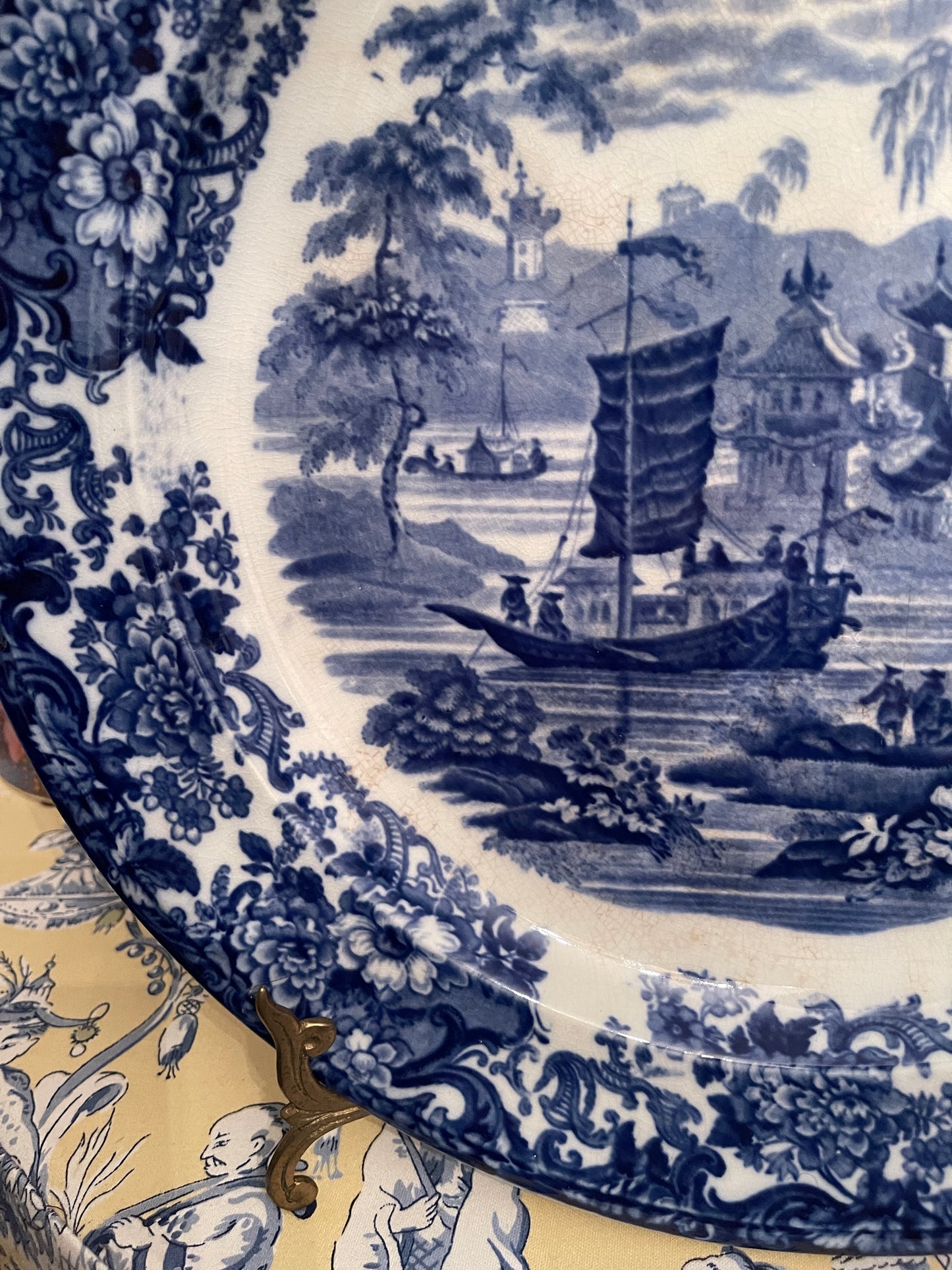 Large Antique Chinoiserie Wedgwood Platter, Blue and White