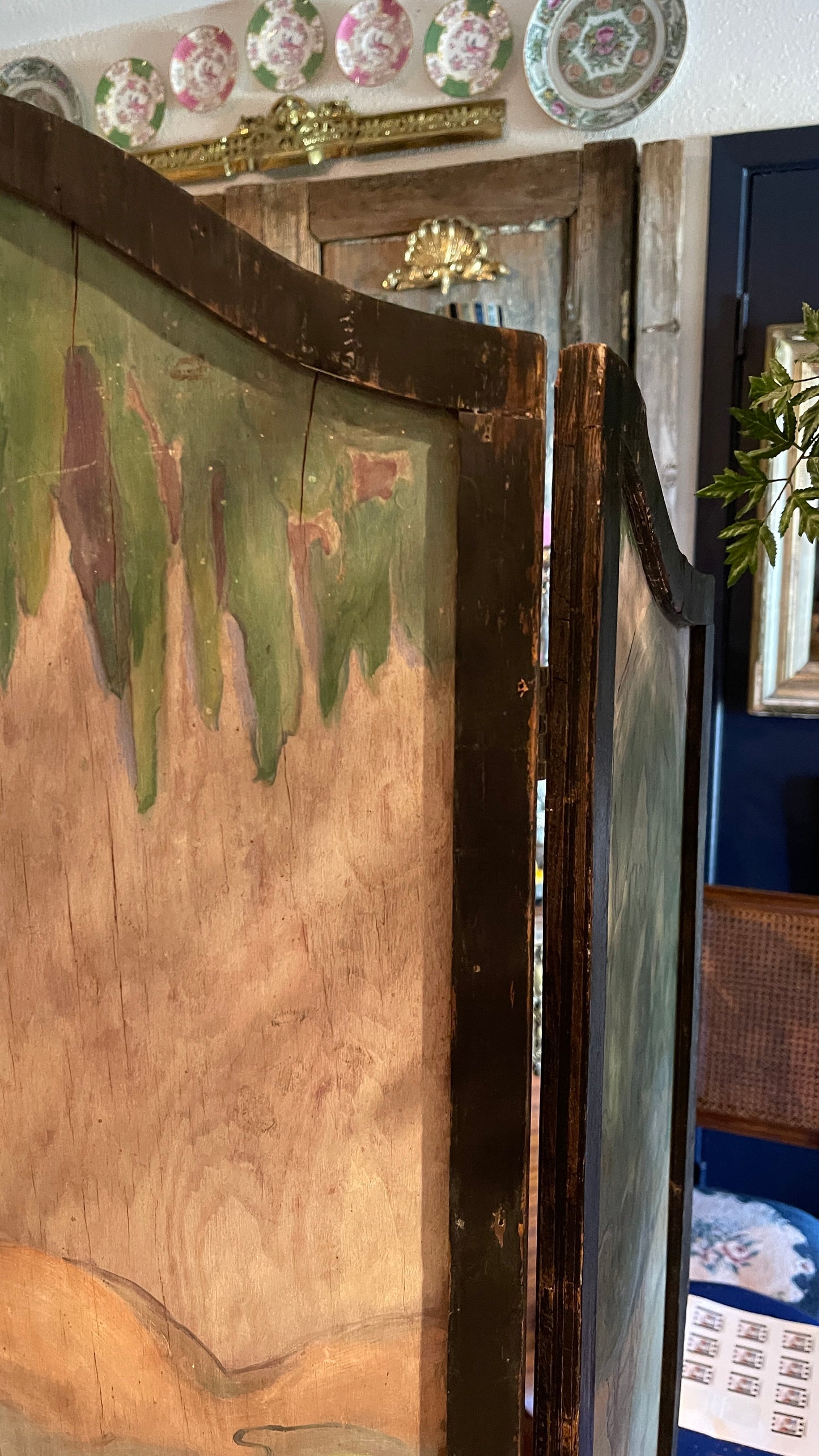 Early 20th Century Hand-Painted Storybook Fireplace Screen with Girl & Geese