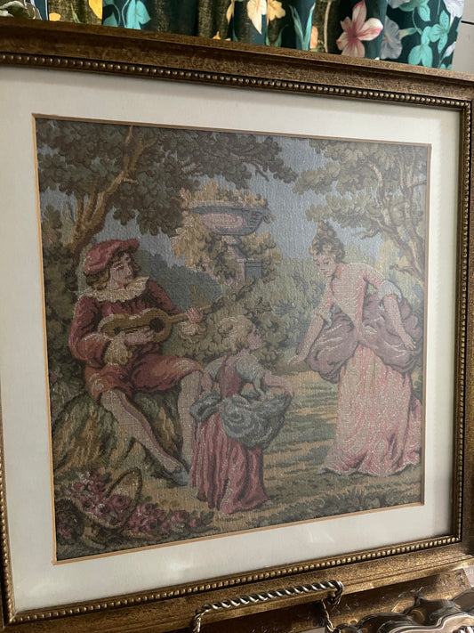 Framed Vintage French Tapestry #2, Estate Decor