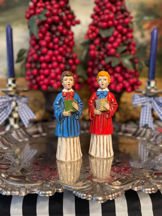 Vintage Paper Mache Choir Boys/Carolers, Sold in Pairs, Vintage Christmas Decor, Made in Japan