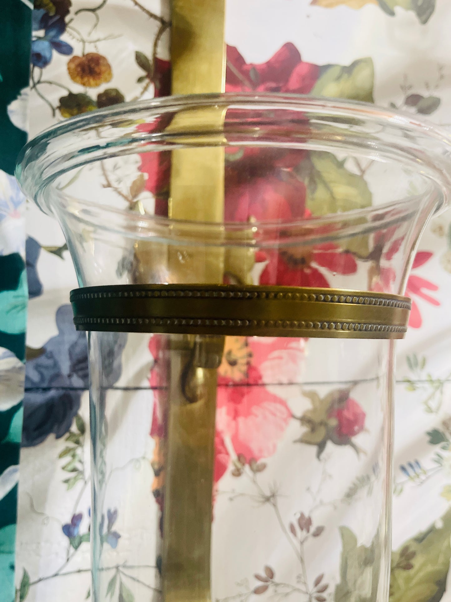 Vintage Brass & Glass Hurricane Candle Sconces — Classic Colonial Revival Style Lighting