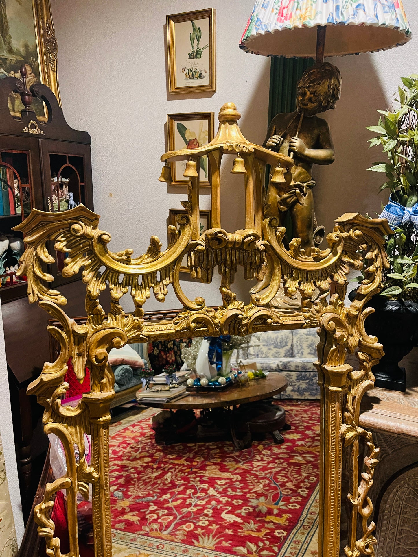 Vintage Chinese Chippendale Pagoda Mirror, Hollywood Regency • Palm Beach • Grandmillennial Style