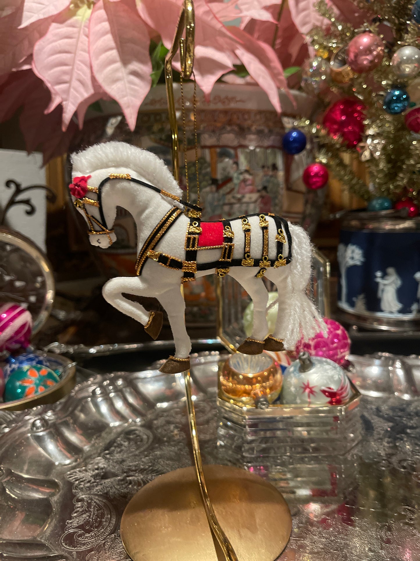 Windsor Grey Horse Ornament, Estate Christmas Decor