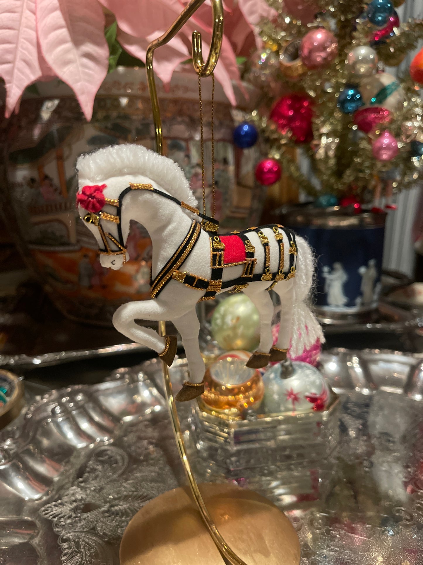 Windsor Grey Horse Ornament, Estate Christmas Decor