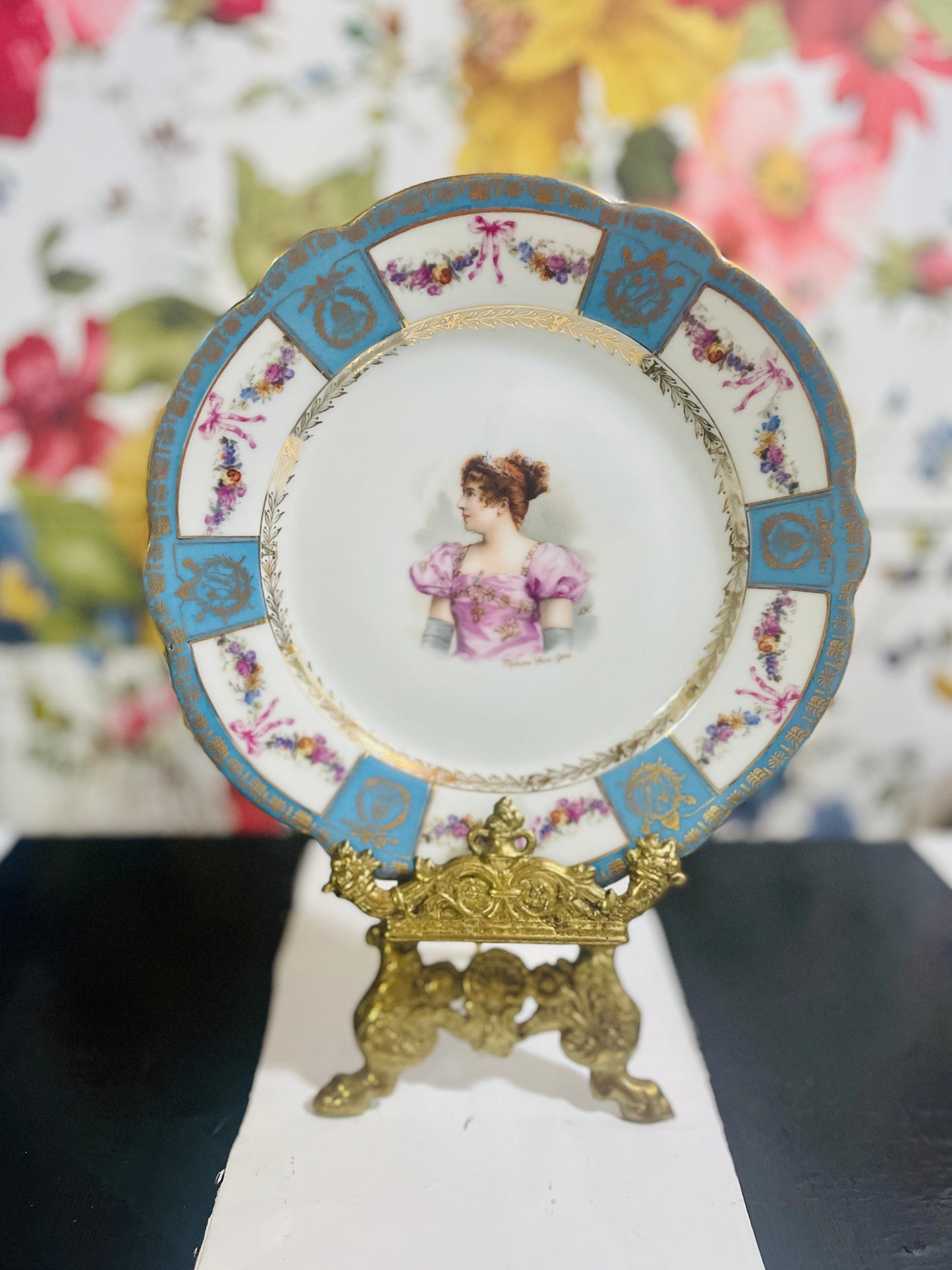 Set of 4 Vintage Italian Porcelain Portrait Cabinet Plates | Napoleon & Imperial Court | Crowned N Naples Mark | 8.5”| Round Top Find