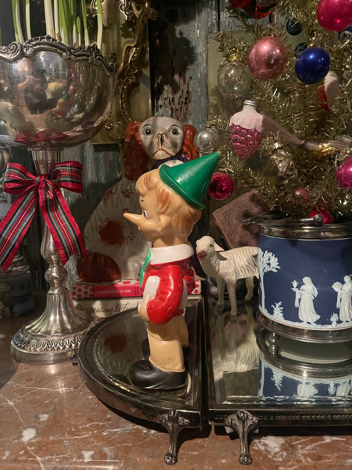 Vintage Italian Mid-Century Rubber Pinocchio Figurine — Hand-Painted, Storybook Charm, 1960s