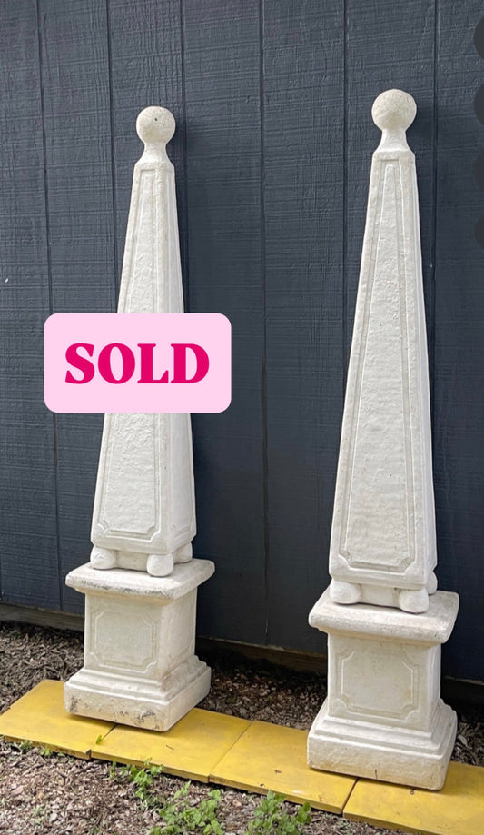Estate-Sourced Cast Stone Garden Obelisk- 
Offered  Individually