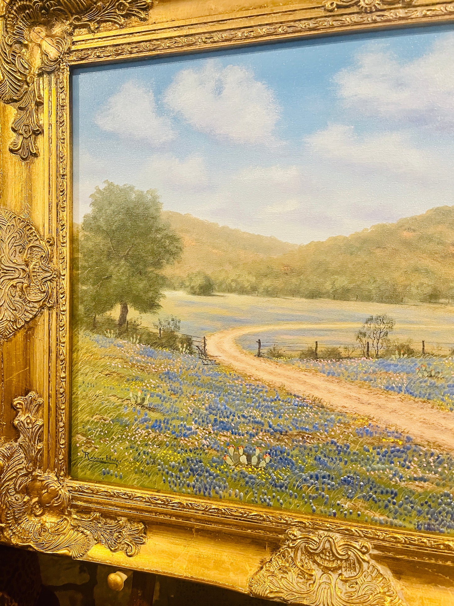 Texas Hill Country Bluebonnet Painting by Listed and PublishedTexas Artist, Ronnie Holze