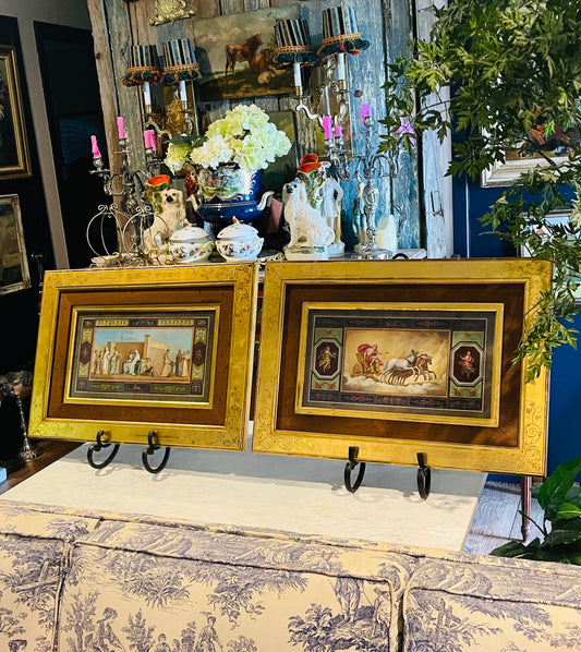 Pair of 19th Century French Neoclassical Classical Decorative Works in Original Paris Frames
