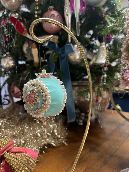 Tiffany Blue, Pink Floral, and ‘Pearl’ Push Pin Ornament