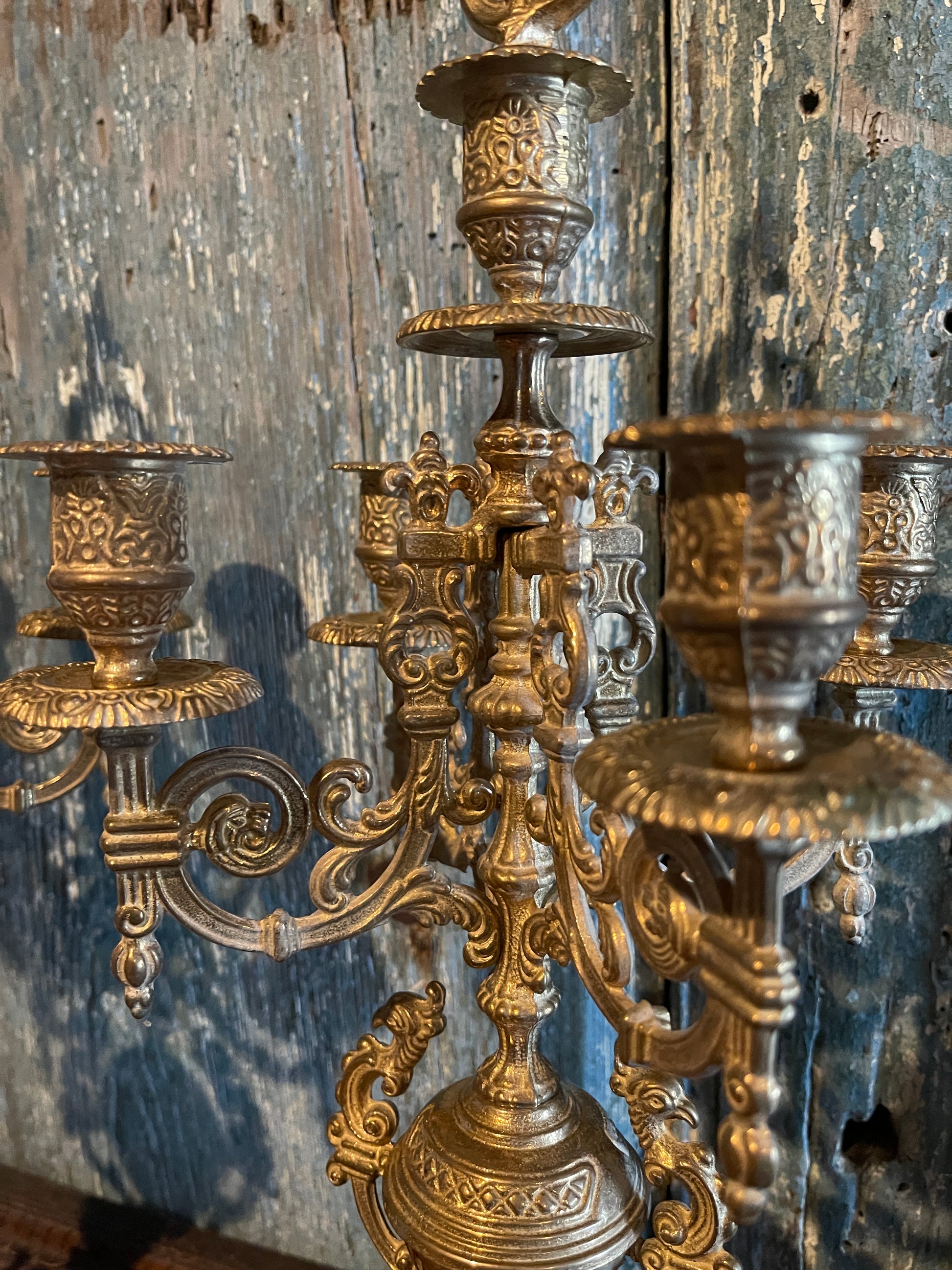 Vintage Pair Brass Ormolu Baroque Candelabras – Under The Copper Roof