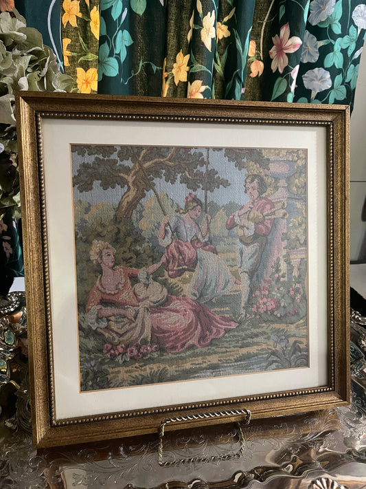 Vintage French Tapestry #1, Professionally Framed