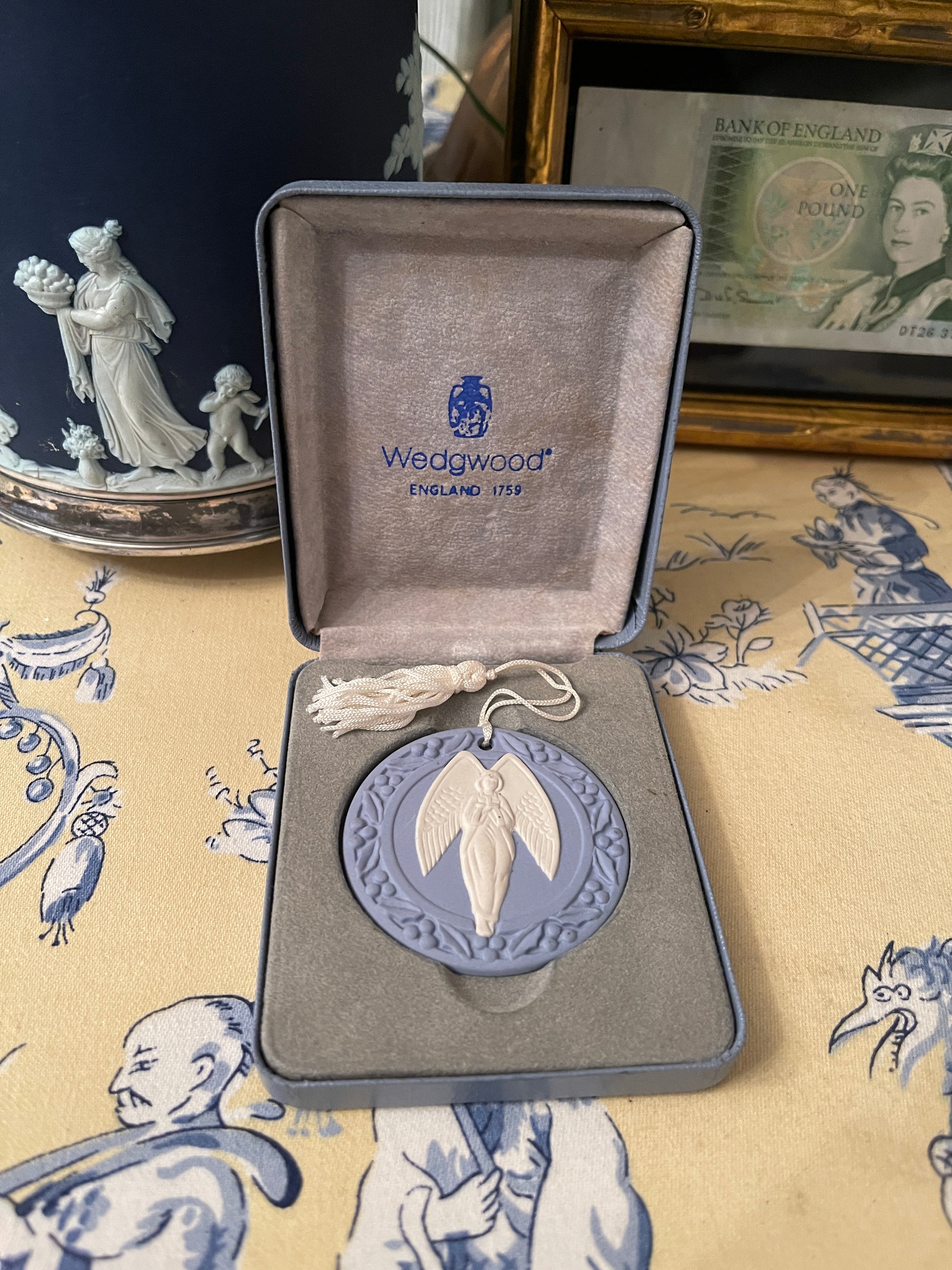 Wedgwood Angel Ornament, 1989 Annual Blue and White Jasperware Ornamen –  Under The Copper Roof