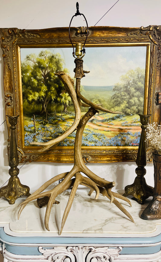 Large Antler Table Lamp, Authentic Deer Antlers