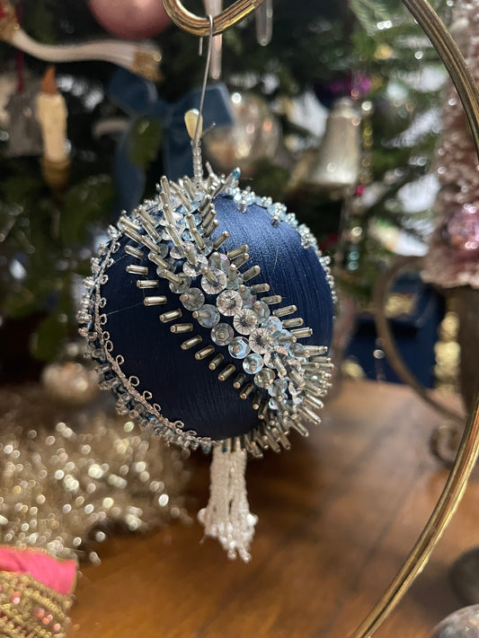 Vintage Blue Push Pin Christmas Ornament