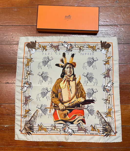 Pani La Shar Pawnee Hermès Scarf with Box, Vintage