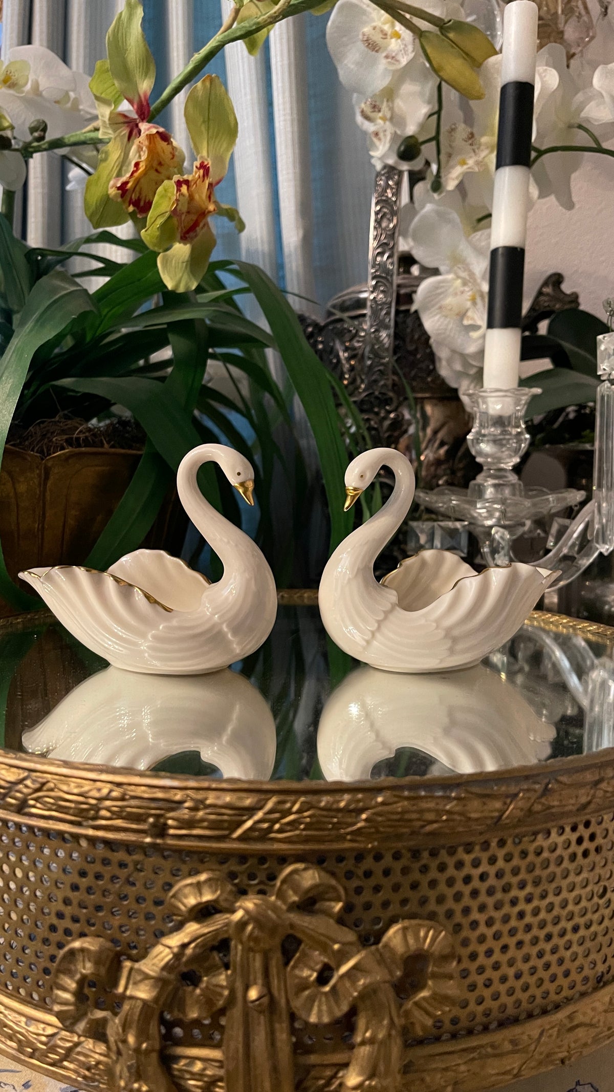 Vintage Lenox Swan Dish with 24-Karat Gold Accents