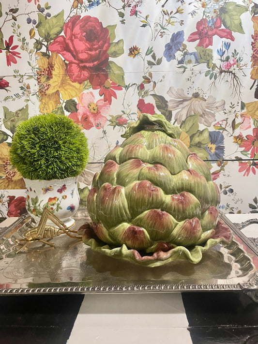 Kaldun and Bogle Artichoke Tureen with Underplate, LARGE