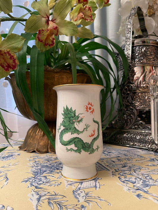 Meissen Ming Dragon Vase, Meissen Green Ming Dragon, Chinoiserie Decor
