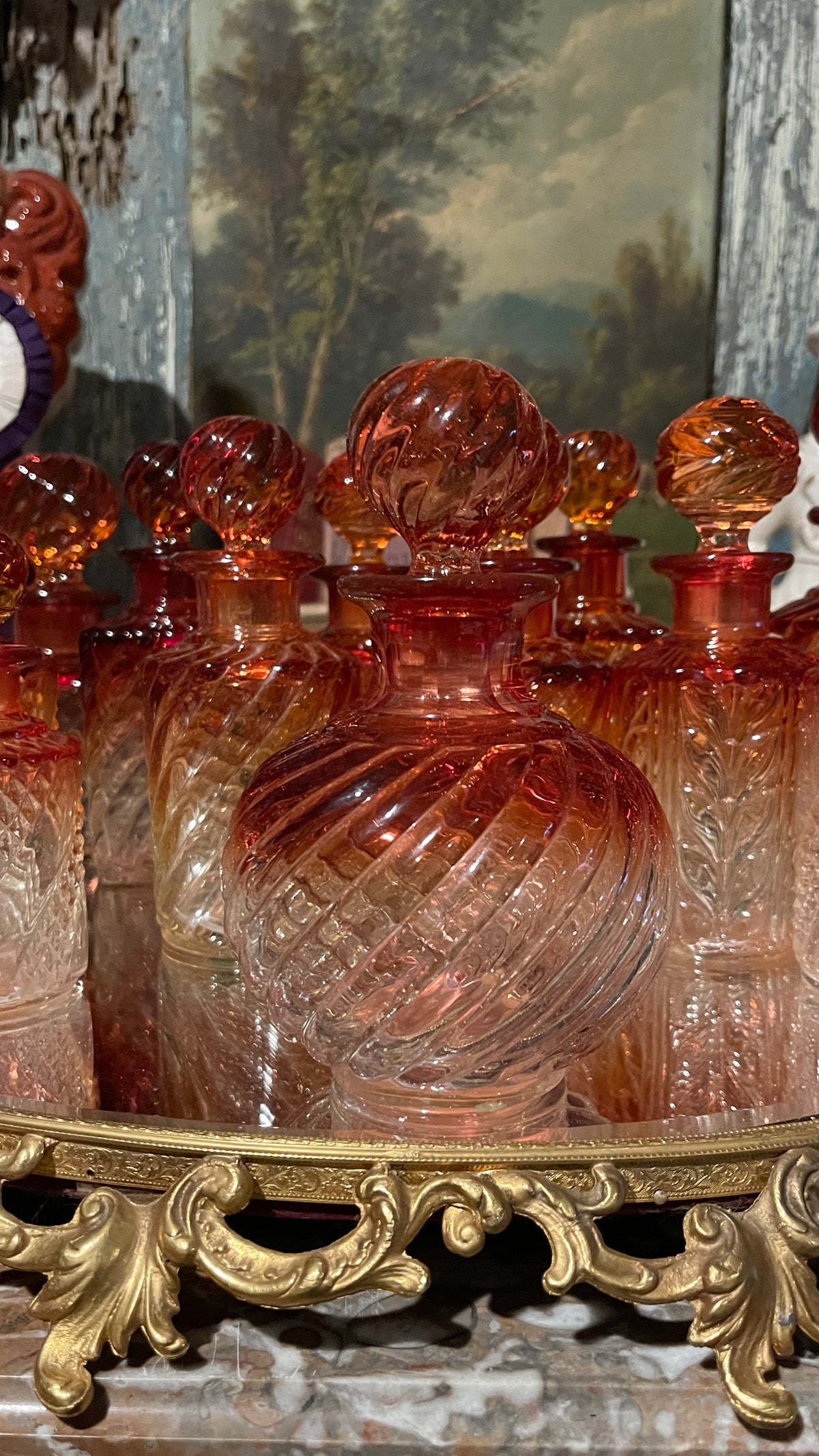 LARGE Baccarat Swirl Rose-Tinted Crystal Jar |  Bulbous Form- 6” tall