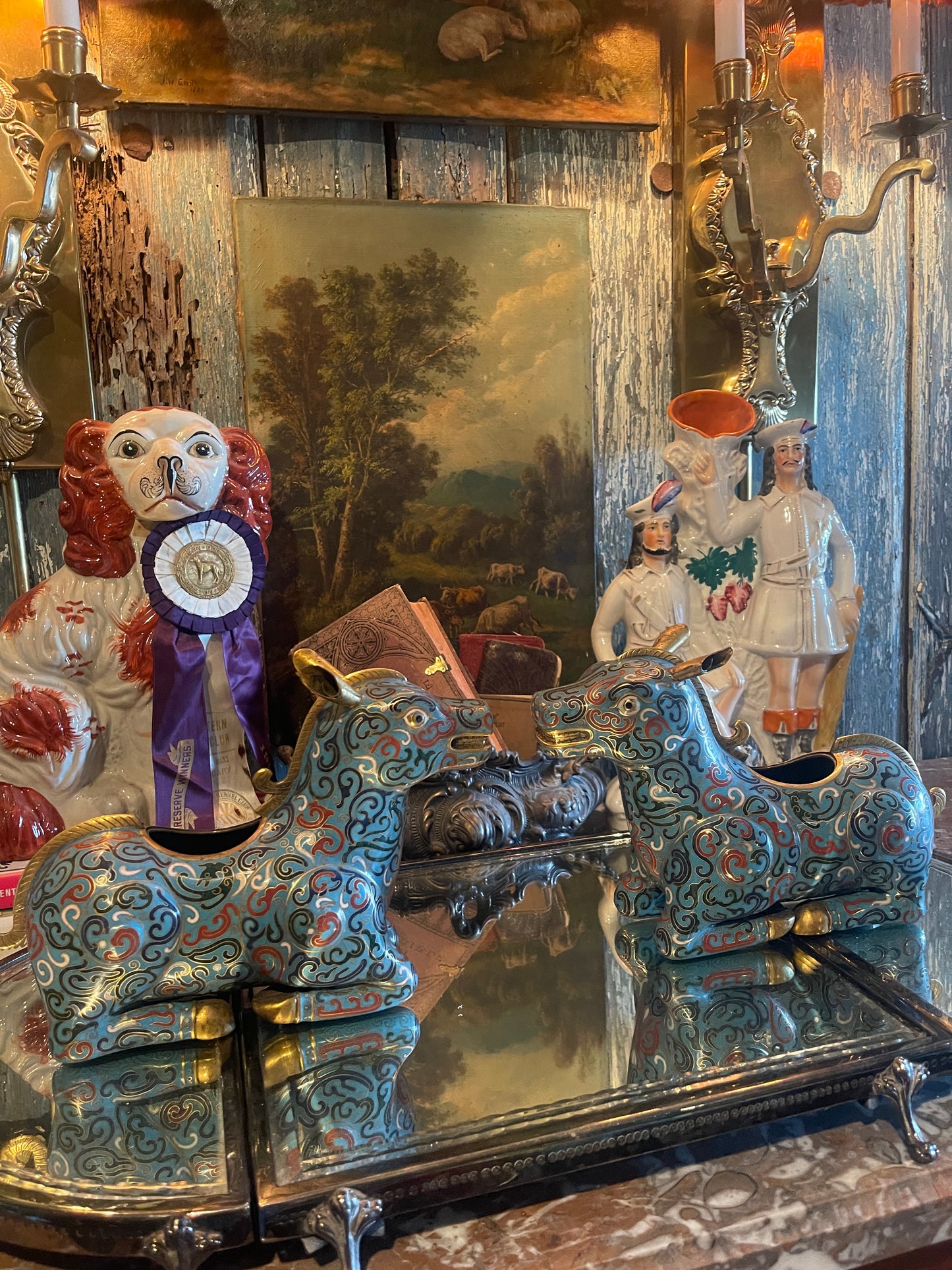 Pair of Republic-Era Chinese Cloisonné Horses (c. 1930–1950)