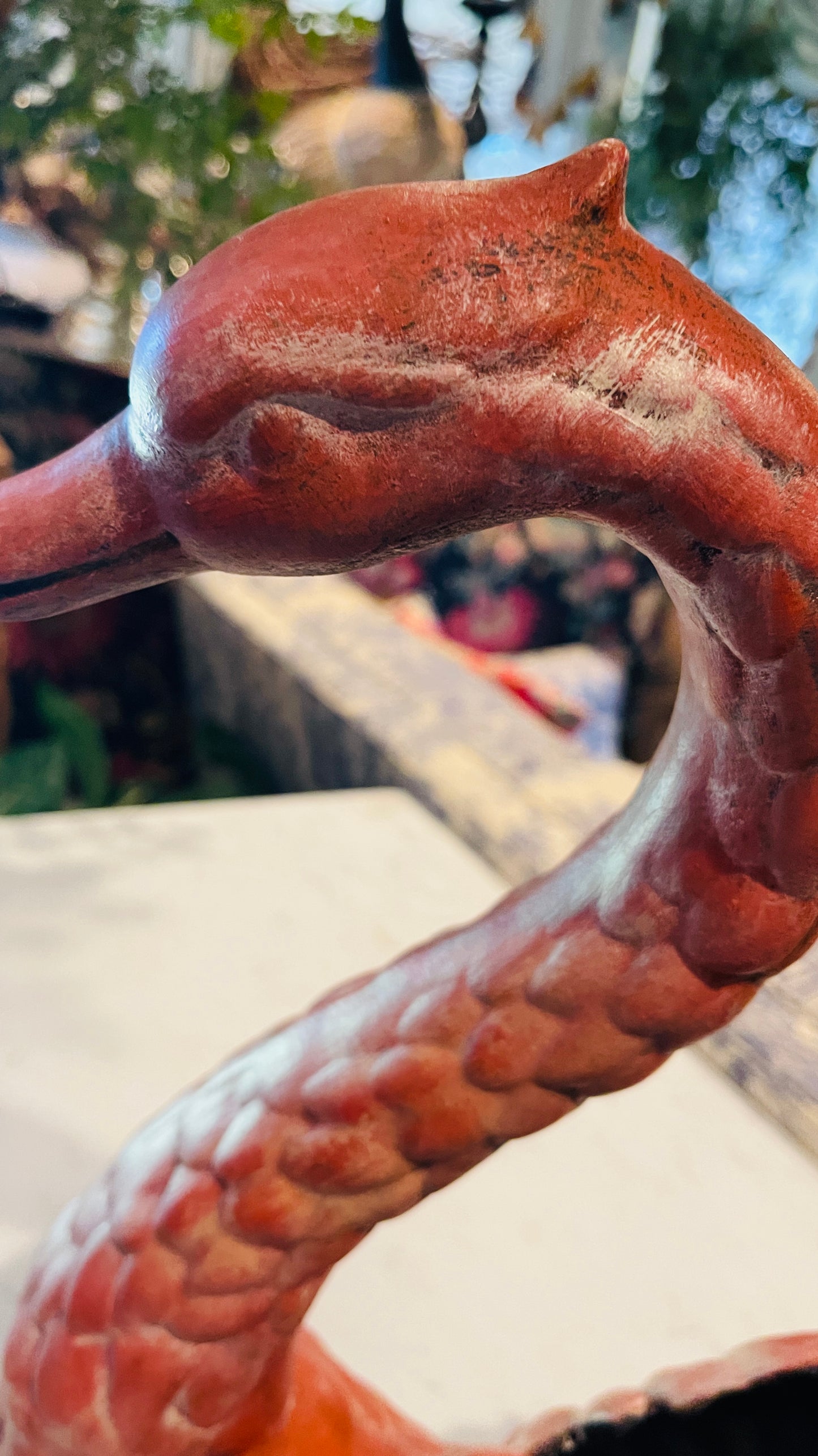 Vintage Ceramic Swan Planter  | Hand-Finished European Garden Patinaned Terracotta