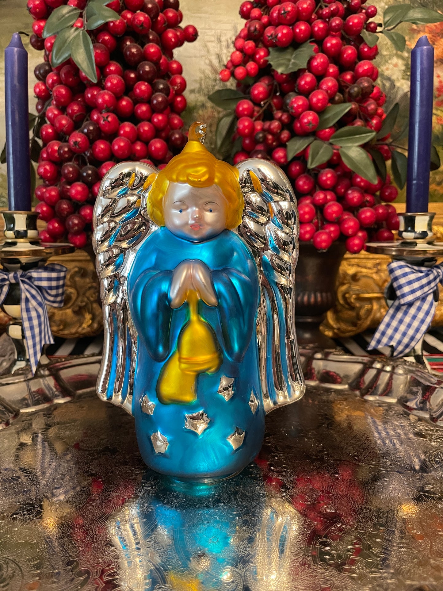 LARGE Angel Mercury Glass Ornament by Dept 56, Vintage