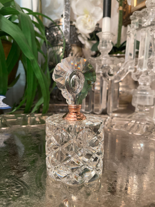 Oleg Cassini Cut Crystal Perfume Bottle with Dauber